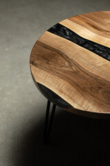 Expensive vintage furniture. The table is covered with epoxy resin and varnished. Luxury quality...