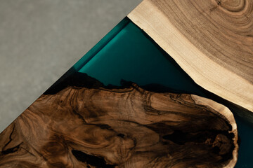 Expensive vintage furniture. The table is covered with epoxy resin and varnished. Luxury quality...