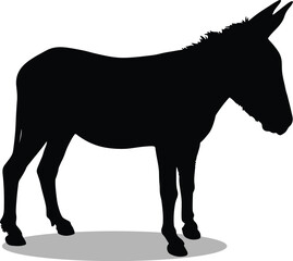 Obraz premium Donkey Silhouette, Donkey Vector Silhouette, Donkey cartoon Silhouette, Donkey illustration, Donkey icon Silhouette, Donkey Silhouette illustration