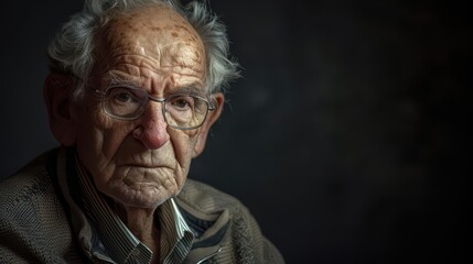 dignified senior gentleman portrait with expressive wrinkles dramatic lighting