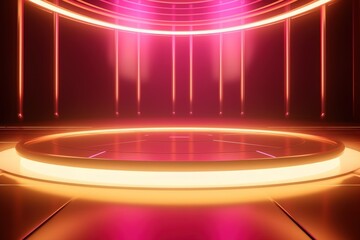 Futuristic product display with glowing neon light.