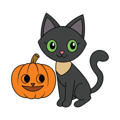 cat with pumpkin