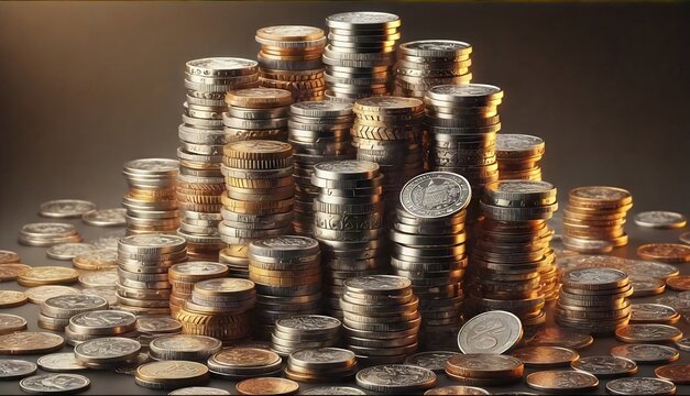 Muchas monedas en el fondo. Simboliza la econom&iacute;a mundial. Monedas de diferentes partes del mundo. Finanzas. 