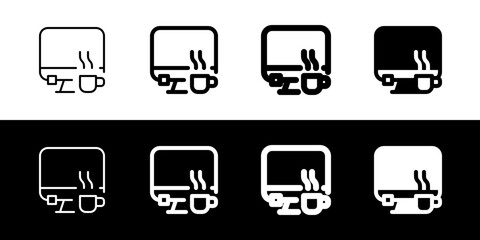 Editable workspace, desktop, computer, coffee vector icon. Remote work, job, profession, freelance. Part of a big icon set family. Perfect for web and app interfaces, presentations, infographics, etc