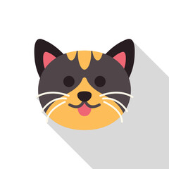 Cute calico cat is sticking out its tongue in this flat design illustration