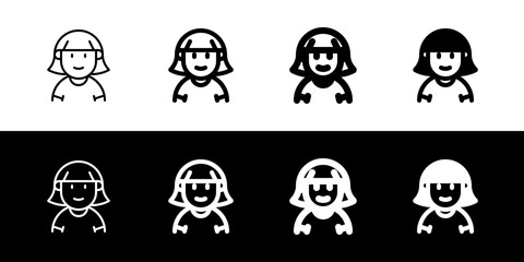 Fototapeta premium Editable woman with bob haircut avatar vector icon. User, profile, identity, persona. Part of a big icon set family. Perfect for web and app interfaces, presentations, infographics, etc