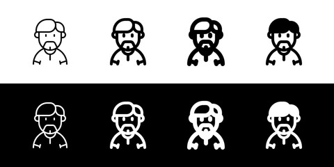 Fototapeta premium Editable beardy guy with sidecomb hairstyle avatar vector icon. User, profile, identity, persona. Part of a big icon set family. Perfect for web and app interfaces, presentations, infographics, etc