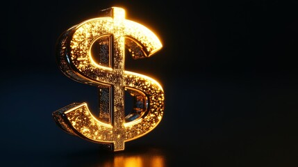 Golden dollar sign with sparkling lights