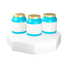 3d illustration mockup of milk can, milk bottle, jar