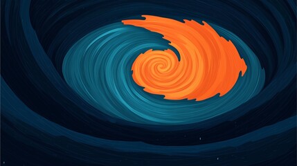 Flat design illustration of hurricane tracking with wind speed patterns and storm path visualization.