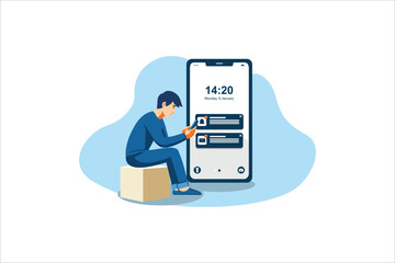 mesage notification handphone flat vector illustration