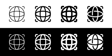 Editable open-world game, simulation, globe vector icon. Video game, game elements. Part of a big icon set family. Perfect for web and app interfaces, presentations, infographics, etc