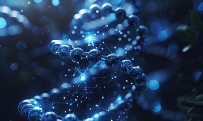 Genetic engineering and molecular structure, hexagon DNA network, science chemical and biotechnology concept, innovation technology, healthcare design, Generative AI 