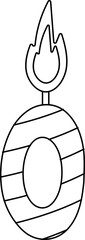 number 0 zero candle birthday anniversary age outline