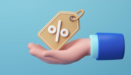 A hand holding out a discount tag