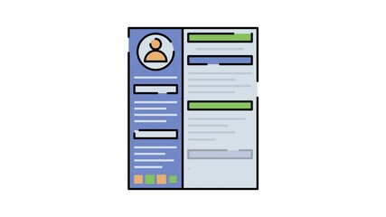 Curriculum Vitae Motion Graphic, Looping Animation with Alpha Channel Transparent Background, perfectly for presentations, interactive website design, and interactive User Interface