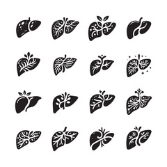 Human liver organ icon set, liver icons, symbol, silhouette, liver logo template