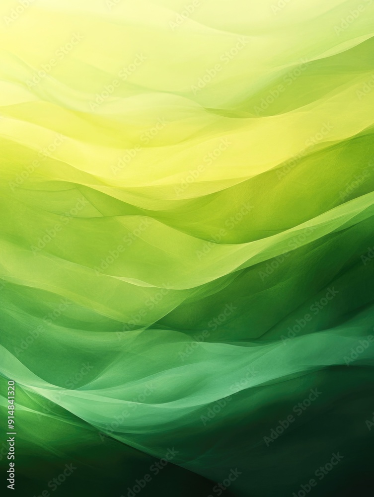 Poster smooth flowing gradient background transitioning from deep green to light lime and soft yellow hues 