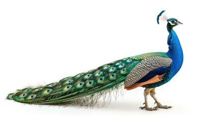 Fototapeta premium A Majestic Peacock with Its Tail Feathers Spread Out