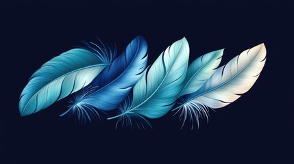 Naklejka premium Elegant and graceful featuring delicate feather embroidery designs with a beautiful gradient color palette ranging from blue to green creating a visually striking and background