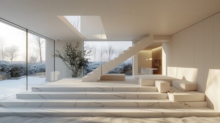 Obraz premium Minimalist indoor space with clean lines and natural light