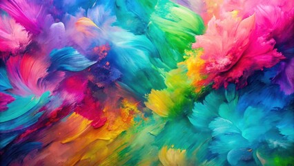 Fototapeta premium Colorful abstract painting with pink, blue, and green brush strokes, art, vibrant, colorful, abstract, painting