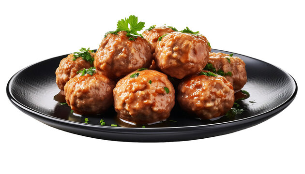 Delicious Homemade Swedish Meatballs isolated on transparent background