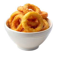 Golden onion rings isolated on transparent background