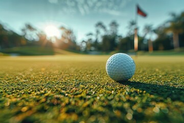 Golf Ball on the Green with a Blurred Background
