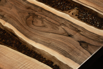 Expensive vintage furniture. The table is covered with epoxy resin and varnished. Luxury quality...
