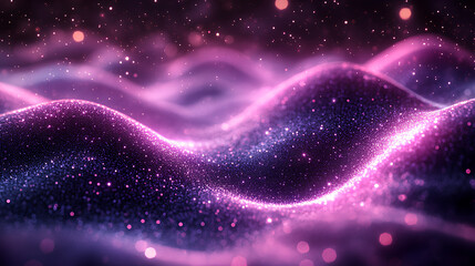 Fototapeta premium Luminous purple wavy line light line, purple wave lights , purple stars dust trail sparkling particles isolated