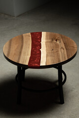 Expensive vintage furniture. The table is covered with epoxy resin and varnished. Luxury quality...