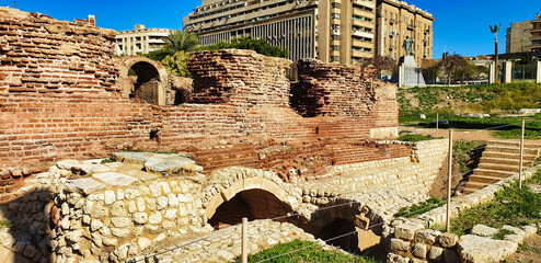 The Bath and cistern works built by the Roman settlers of hellenistic egypt in 3rd century AD at Kom El Dikka,Alexandria,Egypt 