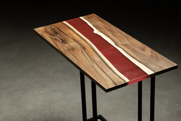 Expensive vintage furniture. The table is covered with epoxy resin and varnished. Luxury quality...