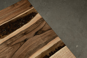 Expensive vintage furniture. The table is covered with epoxy resin and varnished. Luxury quality...
