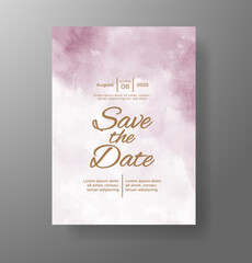 Wedding invitation with Abstract splashed watercolor background