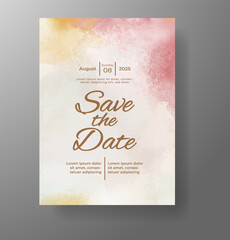 Wedding invitation with Abstract splashed watercolor background