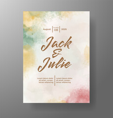 Wedding invitation with Abstract splashed watercolor background