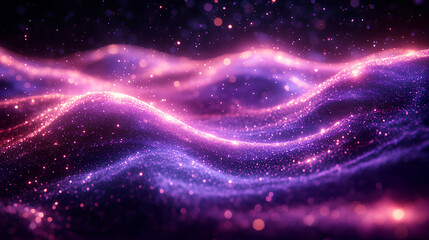 Fototapeta premium Luminous purple wavy line light line, purple wave lights , purple stars dust trail sparkling particles isolated