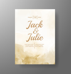 Wedding invitation with Abstract splashed watercolor background