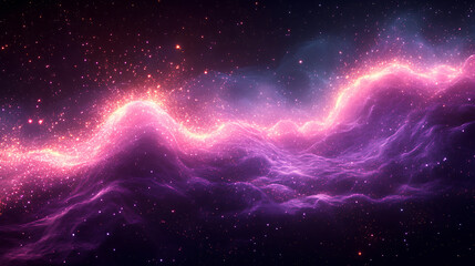 Fototapeta premium Luminous purple wavy line light line, purple wave lights , purple stars dust trail sparkling particles isolated