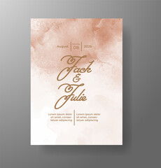 Wedding invitation with Abstract splashed watercolor background