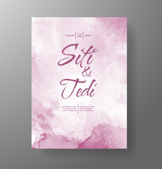 Wedding invitation with Abstract splashed watercolor background