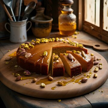 A delectable and mouth-watering photo of a honey cake..catagory two..