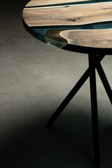 Expensive vintage furniture. The table is covered with epoxy resin and varnished. Luxury quality...