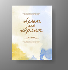 Wedding invitation with Abstract splashed watercolor background