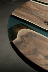 Expensive vintage furniture. The table is covered with epoxy resin and varnished. Luxury quality...