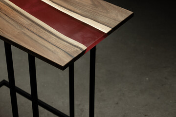 Expensive vintage furniture. The table is covered with epoxy resin and varnished. Luxury quality...