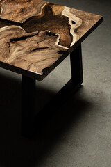 Expensive vintage furniture. The table is covered with epoxy resin and varnished. Luxury quality...