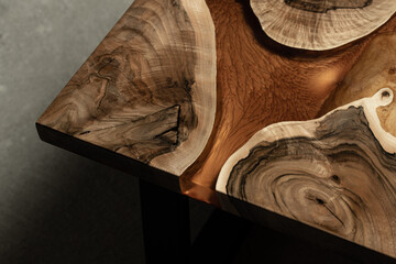 Expensive vintage furniture. The table is covered with epoxy resin and varnished. Luxury quality...